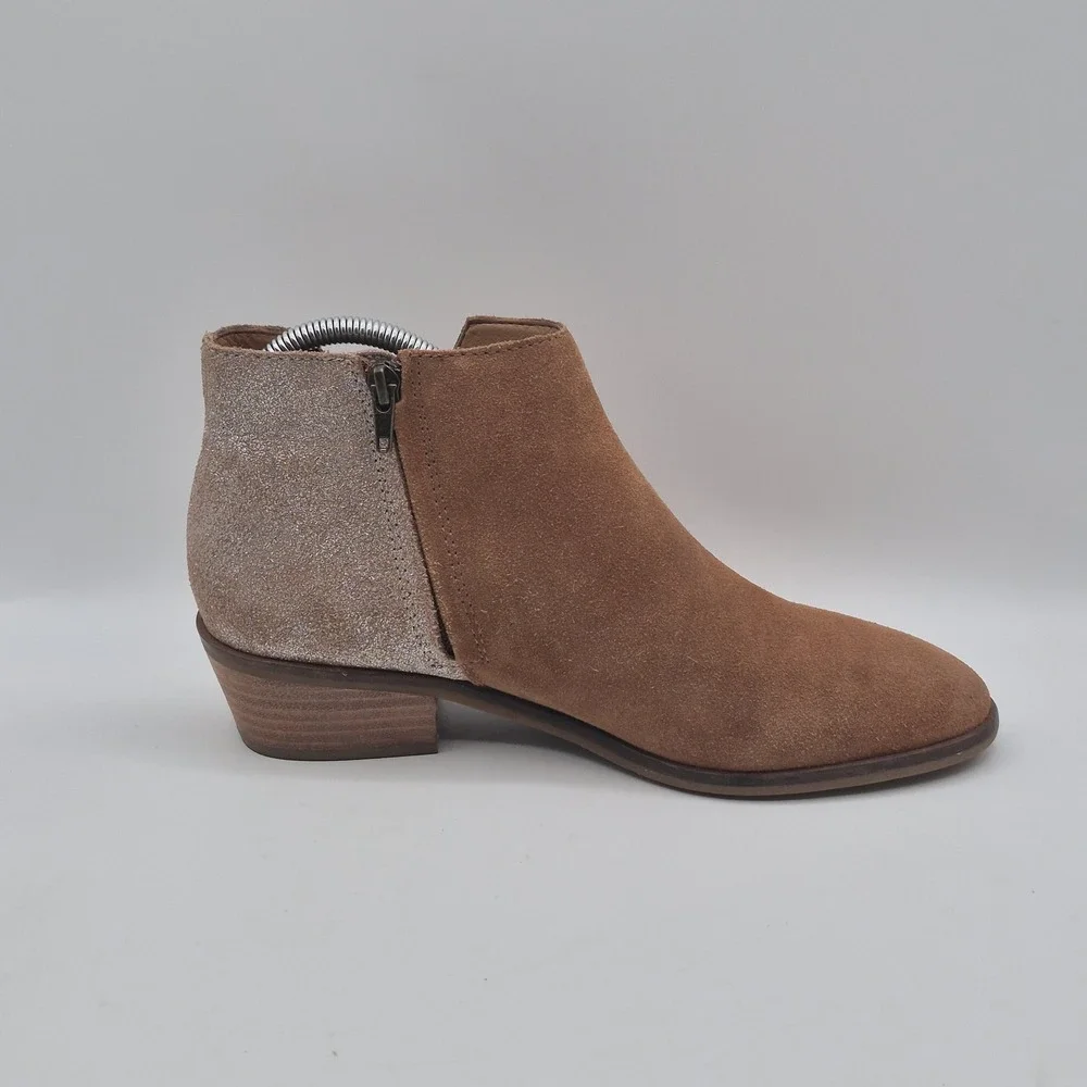 Frye and Co Boots Womens Size 9 Brown Suede Glitter Ankle Side Zip Western Style